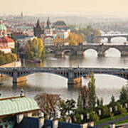 Prague Cityscape With The Vltava River Art Print