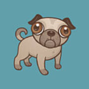 Pug Puppy Cartoon Art Print