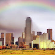 Rainbow Over Downtown Dallas - Dallas Skyline - Texas Art Print