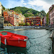 Red Boat Vernazza Cinque Terre Art Print