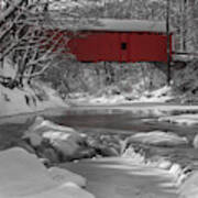 Red Covered Bridge Art Print