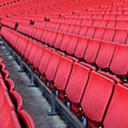 Red Empty Chairs In A Stadium Art Print