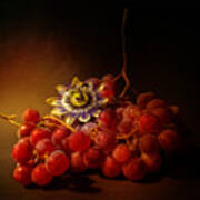 Red Grapes And Passion Flower Art Print