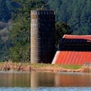 Red Roof Silo Reflections Art Print