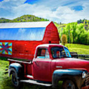 Red Truck At The Red Barn Art Print