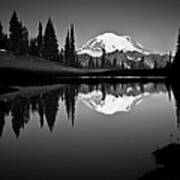 Reflection Of Mount Rainer In Calm Lake Art Print