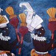 Reproduction Of A Mural Showing Musicians With Rattles During A Ceremony, From The Temple Of Murals, Bonampak Art Print