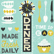 Retro Diner Pattern I Art Print