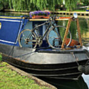 River Boat And Bicycle Art Print