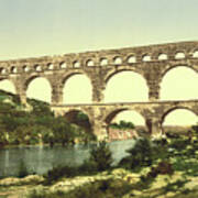 Roman Bridge Over The Gard, Constructed By Agrippa, Nîmes, France, C.1900 Art Print