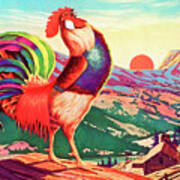 Rooster And Landscape Art Print