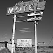 Route 66 - Bluewater Motel 2012 Bw Art Print