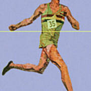 Running Man Crossing Finish Line Art Print