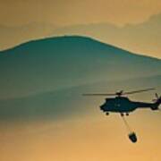 Saaf Atlas Oryx Helicopter Fighting Fire Art Print