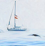 Sailboat And Gulls Art Print