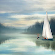 Sailing Down The River Art Print