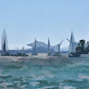Sailing Off Belmont Shore Long Beach Abstract 1 Art Print