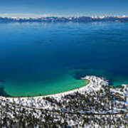 Sand Harbor Winter Aerial Panorama Art Print