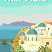 Santorini Poster Travel, Greek White Art Print