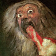 Saturn Devouring His Son, Detail Of The Head Of Saturn Art Print
