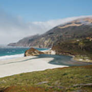 Scenic View Of Little Sur River Outlet On Coast Of Big Sur, California Art Print
