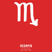 Scorpio Print - Zodiac Signs Print - Zodiac Poster - Scorpio Poster - Red And White - Scorpio Traits Art Print