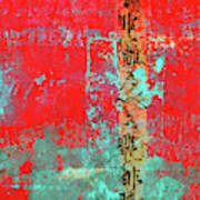 Scraped Wall Texture Red And Turquoise Art Print