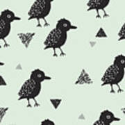 Seamless Blackbird Crow Illustration Art Print