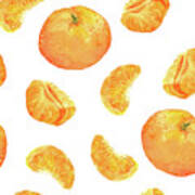 Seamless Pattern With Mandarin Orange Art Print