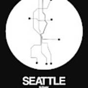 Seattle White Subway Map Art Print