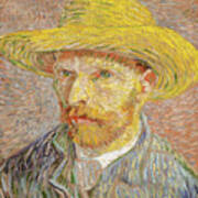 Self-portrait With A Straw Hat Obverse Art Print