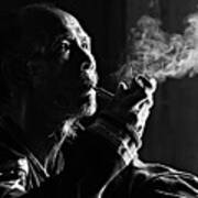 Senior Man Smoking Pipe, Vietnam Art Print