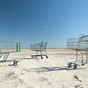 Shopping Carts In Rural,barren Art Print