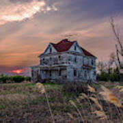 Silent Sunset - Abandoned Farm Home Near Churches Ferry Nd Art Print