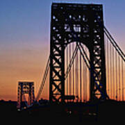 Silhouette Of George Washington Bridge Art Print