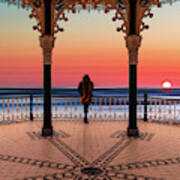 Silhouette Of Girl  On Brighton Bandstand Art Print