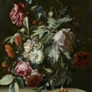Simon Pietersz Verelst 1633-1721, Floral Still Life Art Print