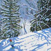 Skiing Courchevel To La Tania Art Print