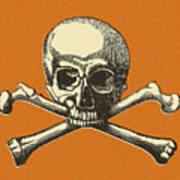 Skull And Crossbones On Orange Background Art Print