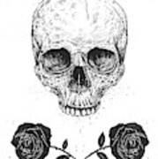 Skull N' Roses Art Print