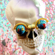 Skull Wearing Globe Eyeglasses Art Print