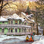 Sledding, Chautauqua, Ny Art Print