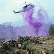 Smoke Flares Guiding A Helicopter Art Print