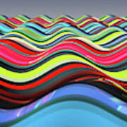 Smooth Multi Colored Striped Wave Art Print
