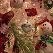 Snowman Christmas Tree Art Print