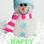 Snowman - Happy Christmas Art Print