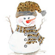 Snowman With Dots Art Print