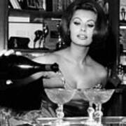 Sophia Loren Pouring Champagne Art Print