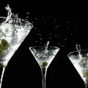 Splashed Martini Cocktails Art Print