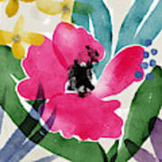Spring Garden Pink- Floral Art By Linda Woods Art Print